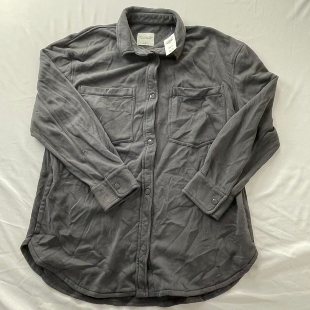 Abercrombie & Fitch Soft A&F Collection Shacket Gray Snap Front XL